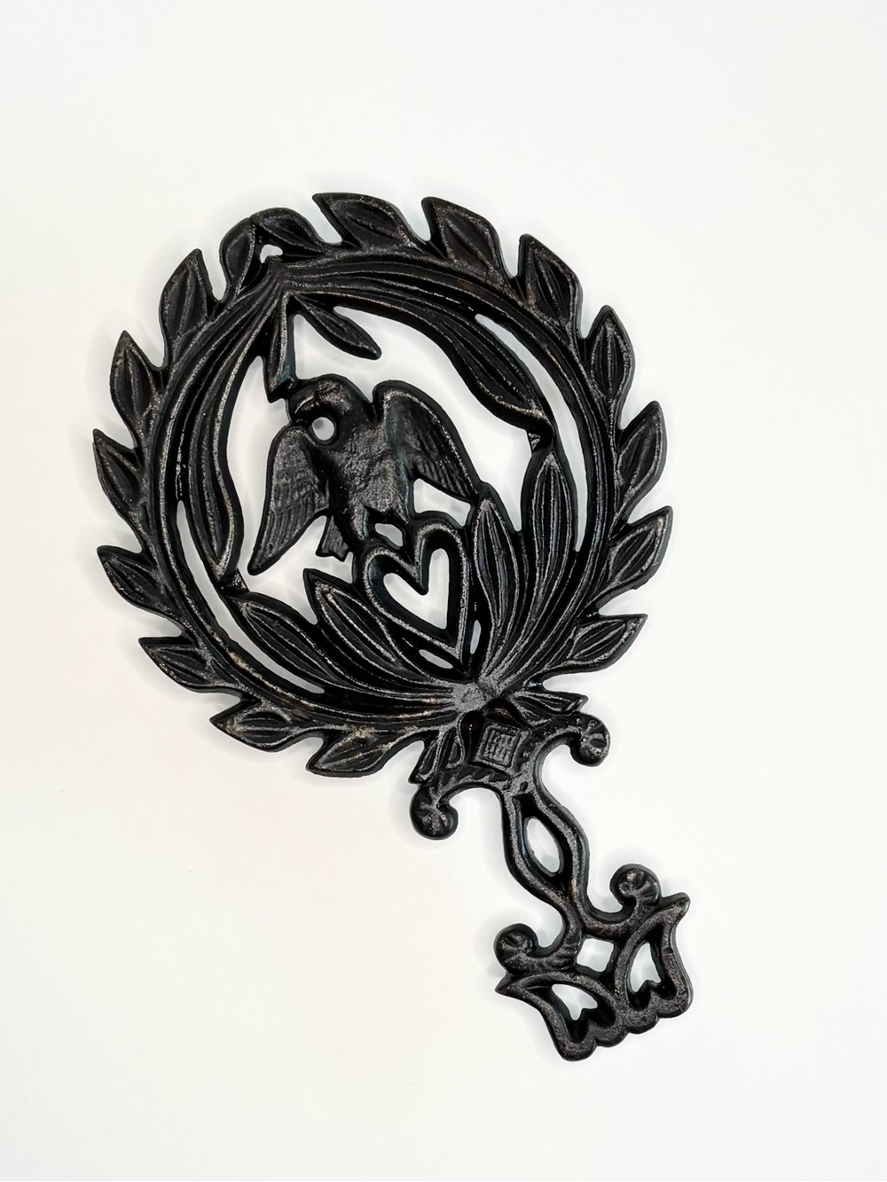 Vintage 1940s Cast Iron Eagle on Heart Footed Trivet